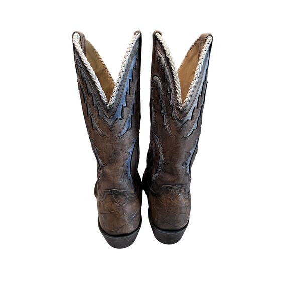 Lucchese Derek Giant Gator Boots Swamp Brown Square Toe USA Mens 10.5 D main image 6